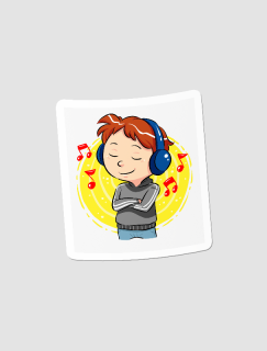 Müzik Dinleyen Çocuk Temalı Sticker