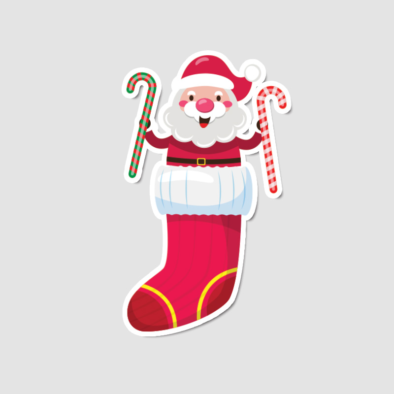 Noel Baba ve Şekerler Tasarımlı Sticker