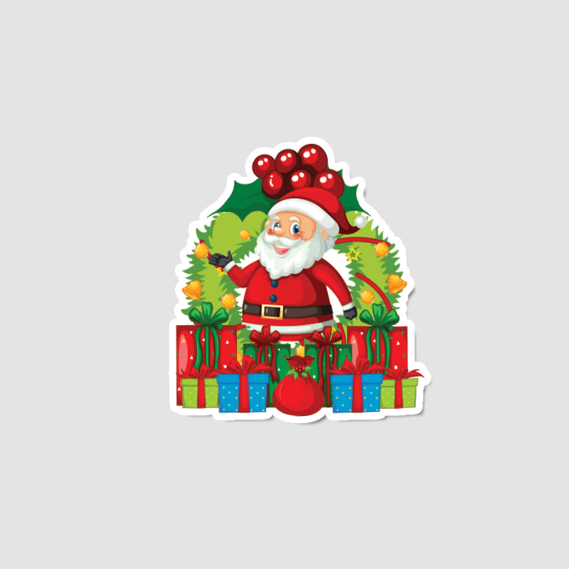 Noel Baba ve Yılbaşı Hediyeleri Tasarımlı Sticker