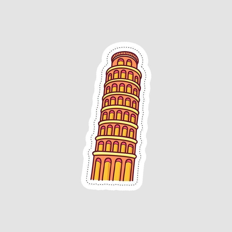 Pisa Kulesi Tasarımlı Sticker