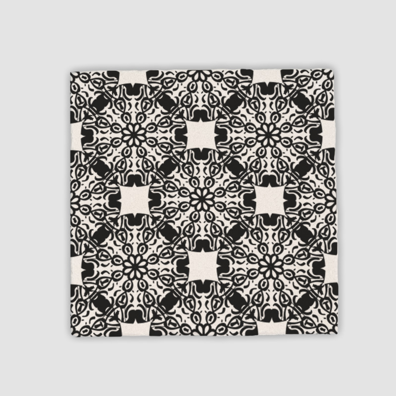 Geometrik Siyah Beyaz Desenli 4lü Doğal Taş Bardak Altlığı