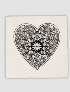 Kalp Mandala Tasarımlı 4lü Doğal Taş Kare Bardak Altlığı