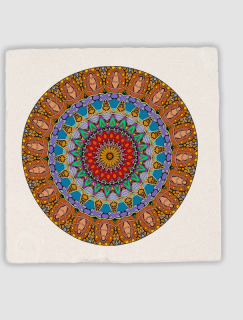 Renkler ve Mandala Tasarımlı 4lü Doğal Taş Kare Bardak Altlığı