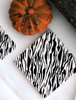 Zebra Çizgileri Tasarımlı 4lü Doğal Taş Bardak Altlığı