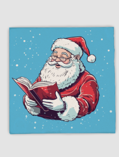 Kitap Okuyan Noel Baba Tasarımlı 4lü Doğal Taş Bardak Altlığı