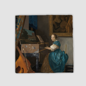 Johannes Vermeer'in Virginal'de Oturan Genç Kadını (1670–1672) Tasarımlı 4'lü Doğal Taş Bardak Altlığı