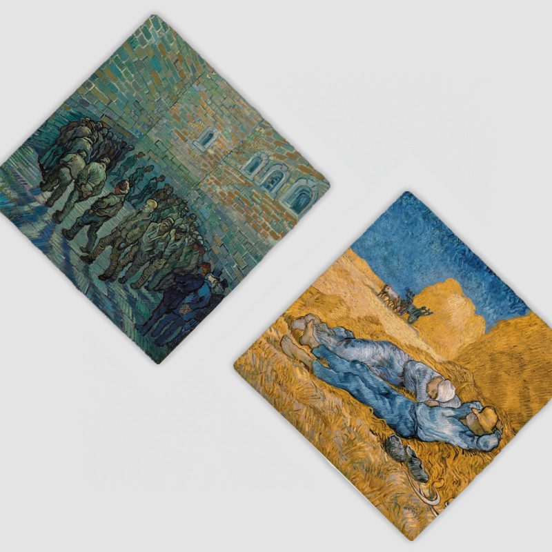 Van Gogh Tasarımlı 4'lü Doğal Taş Bardak Altlığı