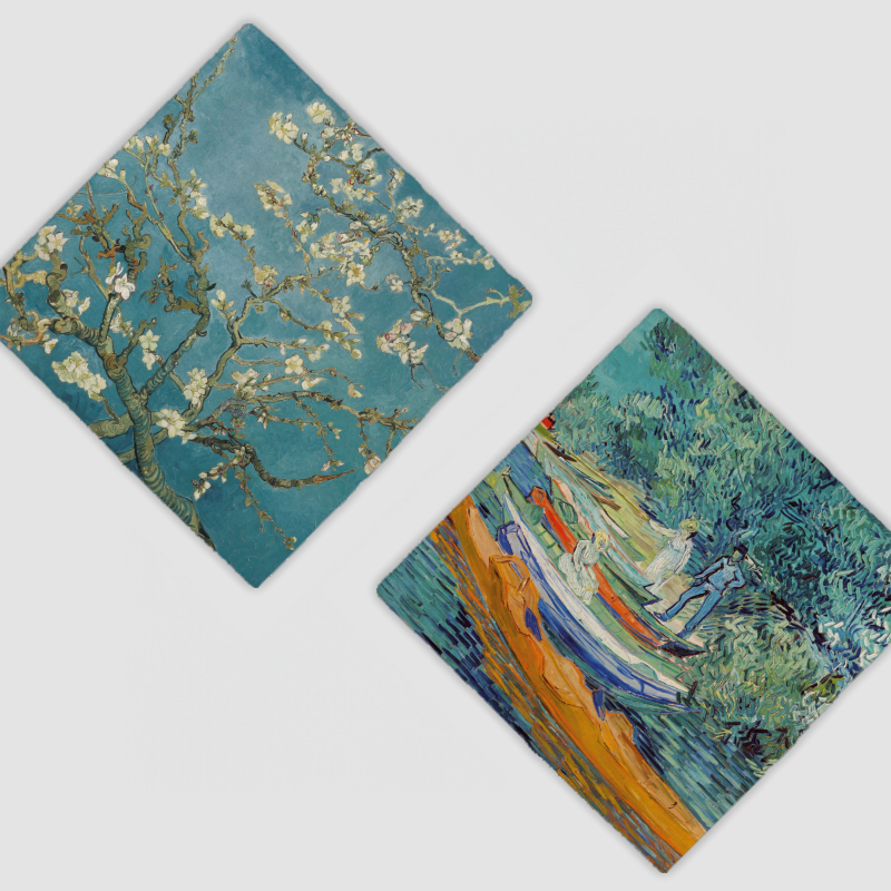 Vincent Van Gogh Tasarımları 4'lü Doğal Taş Bardak Altlığı