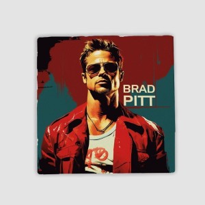 Brad Pitt Tasarımlı 4lü Doğal Taş Bardak Altlığı