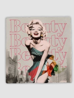Marilyn Monroe Beauty Tasarımlı 4lü Doğal Taş Bardak Altlığı