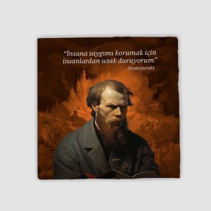Dostoyevski Sözleri Sözler Koleksiyonu Serisi (4) 4lü Doğal Taş Bardak Altlığı