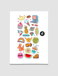 Eğlenceli Tasarımlar A4 Kağıt 28'li Yetişkin Sticker Seti