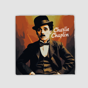 Charlie Chaplin Tasarımlı Doğal Taş Bardak Altlığı