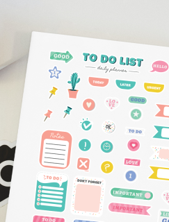 To Do List Günü Planla Tasarımlı A4 Kağıt 45'li Sticker Seti