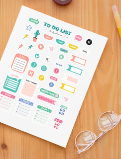 To Do List Günü Planla Tasarımlı A4 Kağıt 45'li Sticker Seti