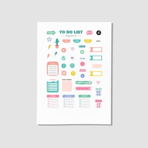 To Do List Günü Planla Tasarımlı A4 Kağıt 45'li Sticker Seti