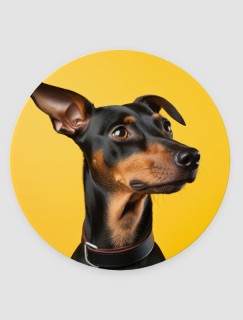 Doberman Tasarımlı 4lü Yuvarlak Bardak Altlığı