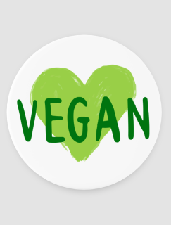 Vegan Yazılı Yeşil Kalp Tasarımlı 4'lü Yuvarlak Bardak Altlığı