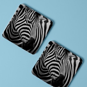 Zebra Tasarımlı 4lü Yuvarlak Bardak Altlığı