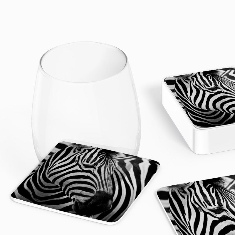 Zebra Tasarımlı 4lü Yuvarlak Bardak Altlığı