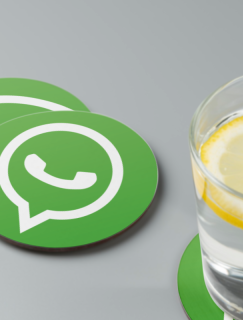 WhatsApp Logosu Tasarımlı 4lü Yuvarlak Bardak Altlığı