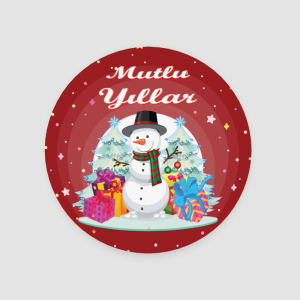 Mutlu Yıllar Noel Baba Tasarımlı 4lü Yuvarlak Bardak Altlığı