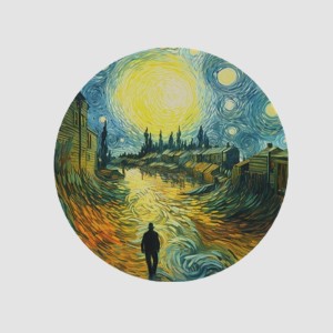 Van Gogh Manzara Tasarımlı 4lü Yuvarlak Bardak Altlığı