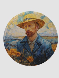 Van Gogh Portrait Tasarımlı 4lü Yuvarlak Bardak Altlığı