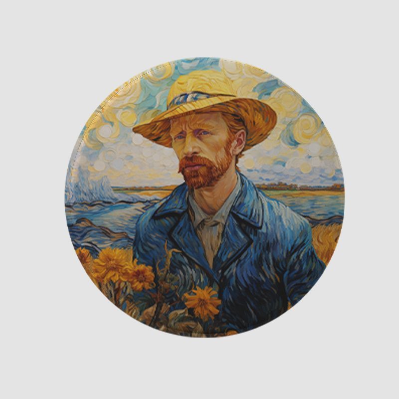 Van Gogh Portrait Tasarımlı 4lü Yuvarlak Bardak Altlığı