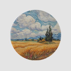 Van Gogh'un Manzarası Tasarımlı 4lü Yuvarlak Bardak Altlığı