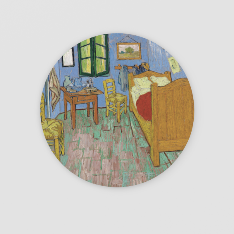 Vincent Van Gogh's The Bedroom (1889) Tasarımlı 4lü Yuvarlak Bardak Altlığı