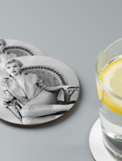 Siyah Beyaz Marilyn Monroe Portre 4lü Yuvarlak Bardak Altlığı