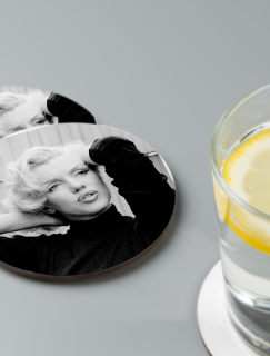 Siyah Beyaz Marilyn 4lü Yuvarlak Bardak Altlığı