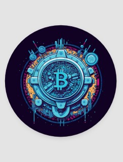 Bitcoin ve Kripto Para Tasarımlı 4lü Yuvarlak Bardak Altlığı